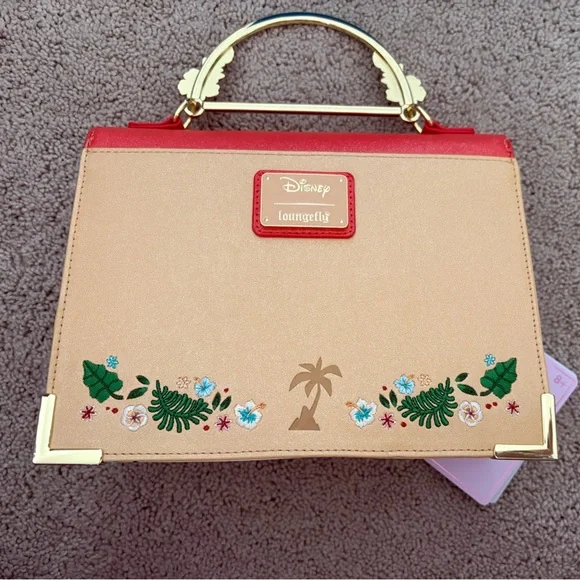 Loungefly Moana Red and Tan Floral Clutch - Picture 2 of 3